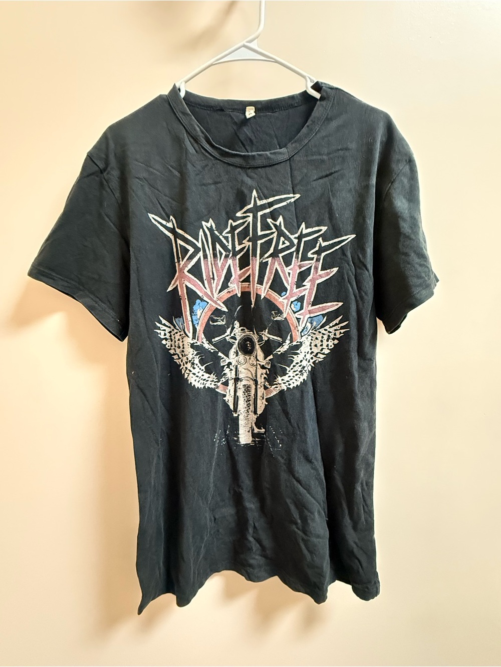 Emma & Sam Black Graphic Short Sleeve Tee with Pink & Blue Print